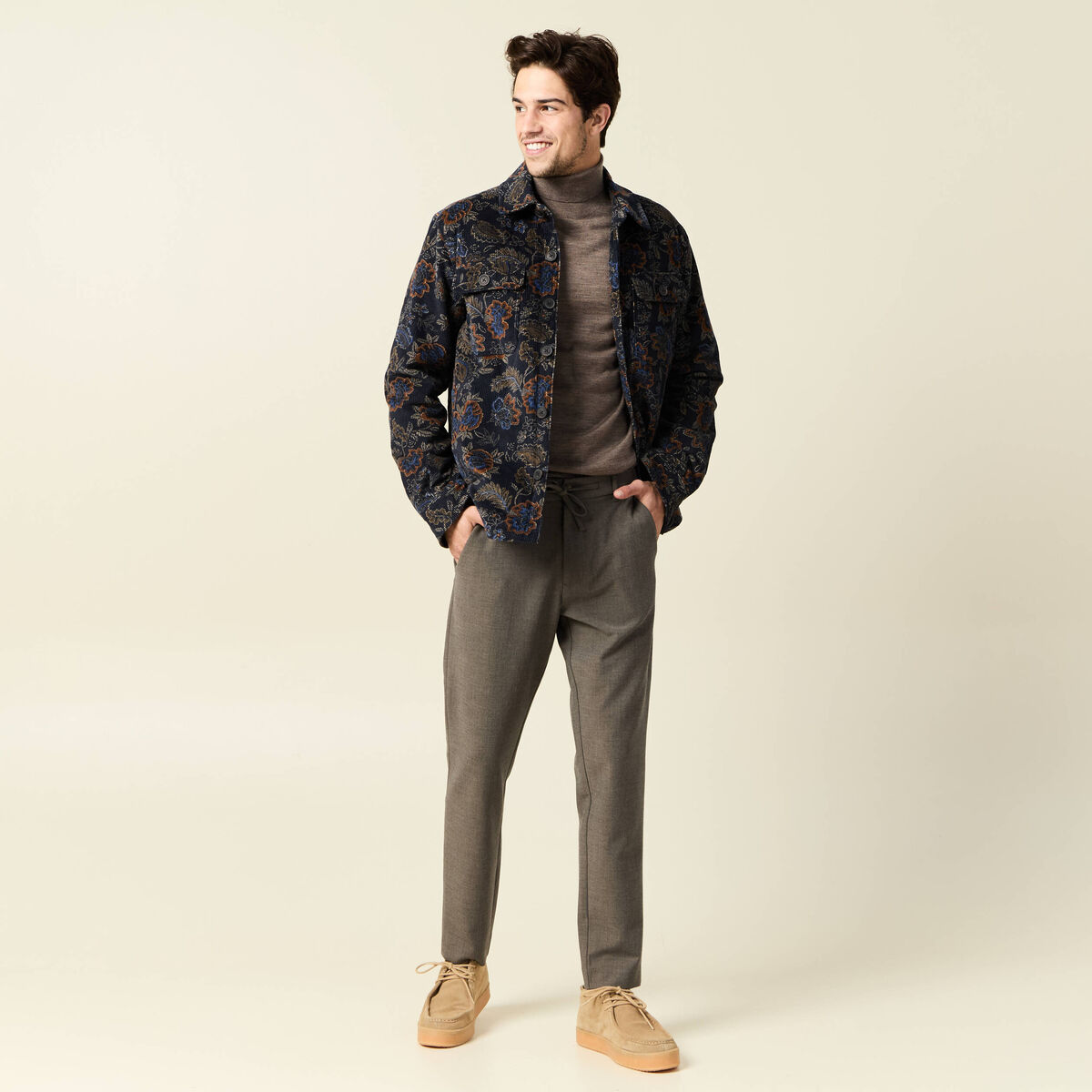 Pantalon chino jogger taupe homme