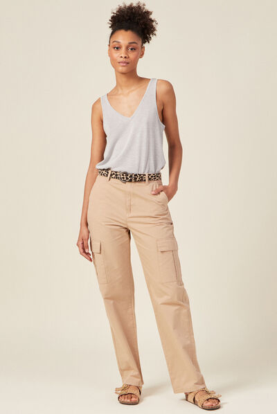 Débardeur bretelles larges gris argent femme