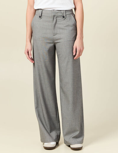 Pantalon large fluide gris femme