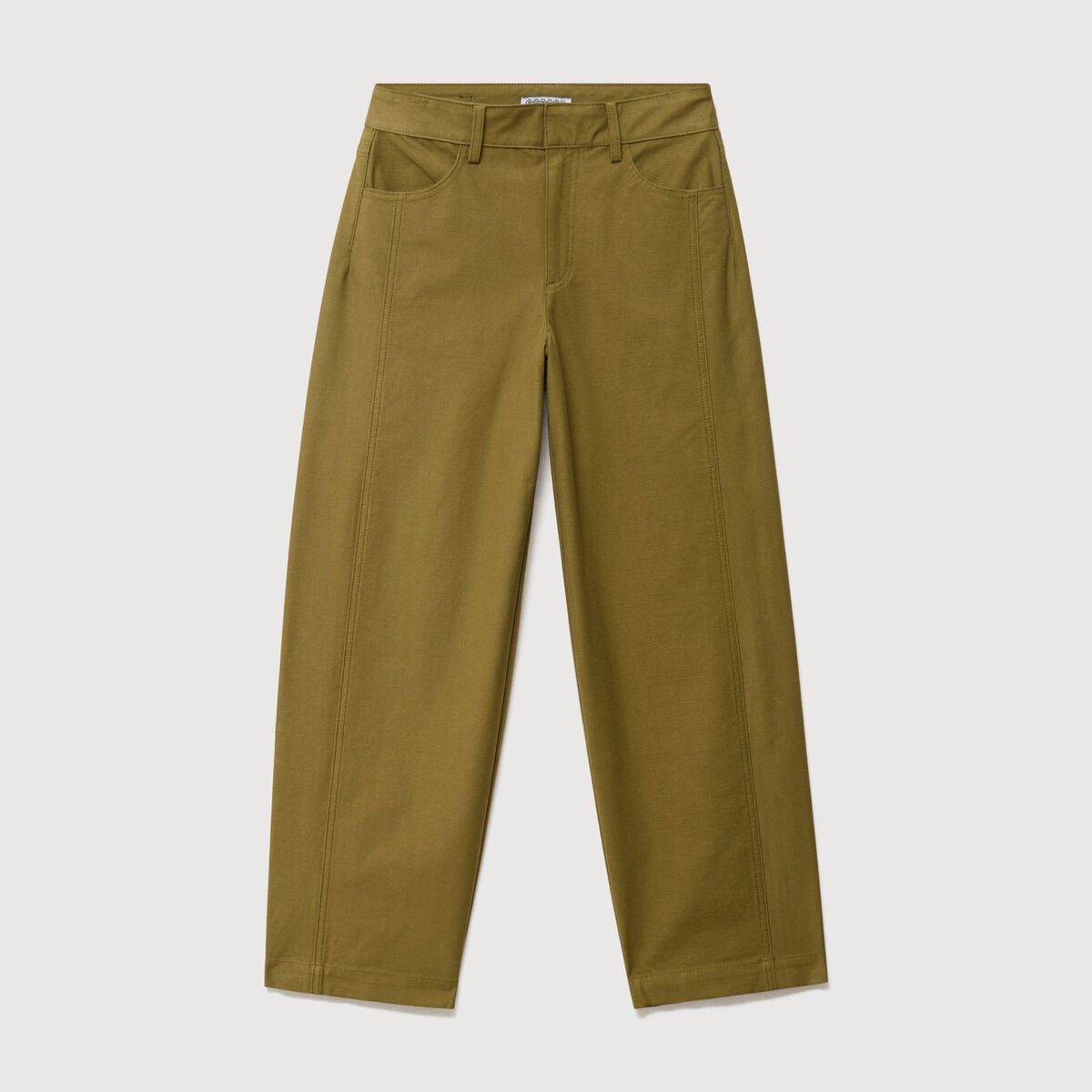 Pantalon coupe regular vert kaki femme