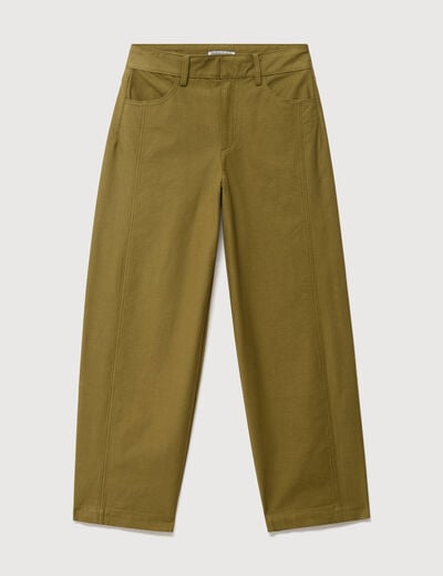 Pantalon coupe regular vert kaki femme