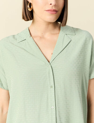 Chemise manches courtes vert olive femme