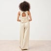 Pantalon large taille haute ceinture jaune pastel femme