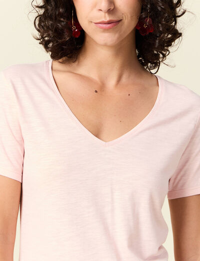 T-shirt manches courtes rose clair femme