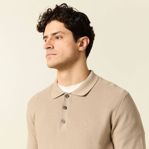 Polo manches longues gris homme