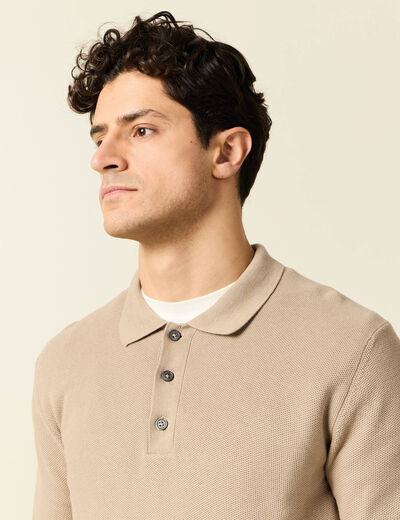 Polo manches longues gris homme