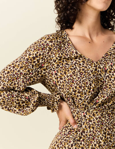 Robe longue &eacute;vas&eacute;e taupe femme