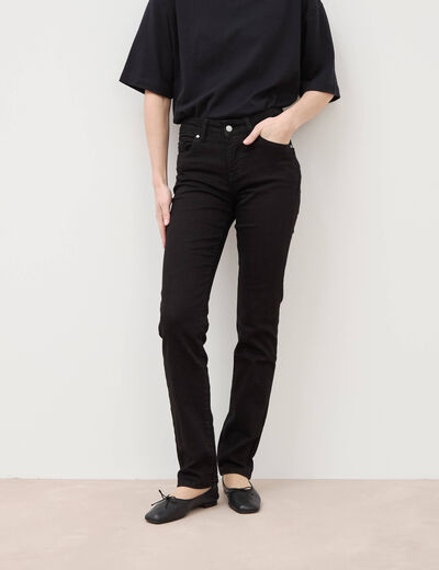 Jeans regular 5 poches denim noir femme