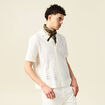 Chemise manches courtes brod&eacute;e ecru homme