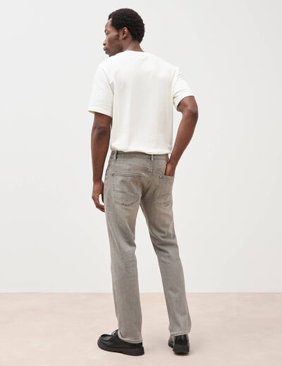 Jeans straight longueur 32 en coton denim snow gris homme