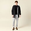Parka longue droite &agrave; capuche noir homme
