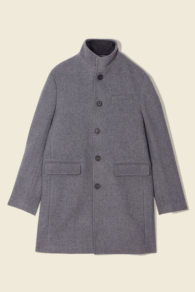 Pardessus droit boutonné gris foncé homme