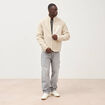 Veste droite sherpa col montant sable homme