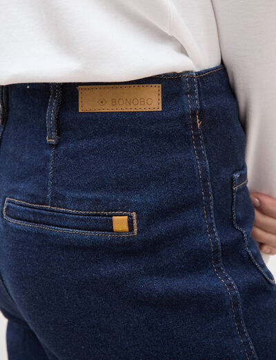 Jeans wide large taille haute denim brut rinse femme