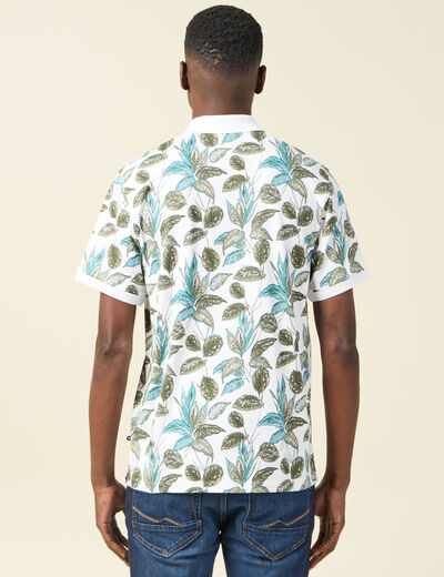 Polo droit en coton manches courtes blanc homme