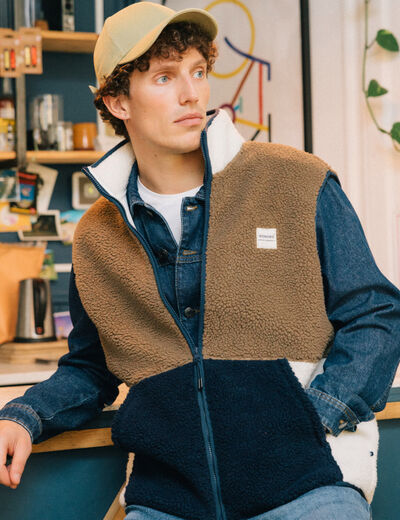 Gilet sans manches zippé marron homme