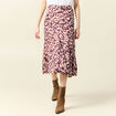 Jupe midi évasée fluide marron femme
