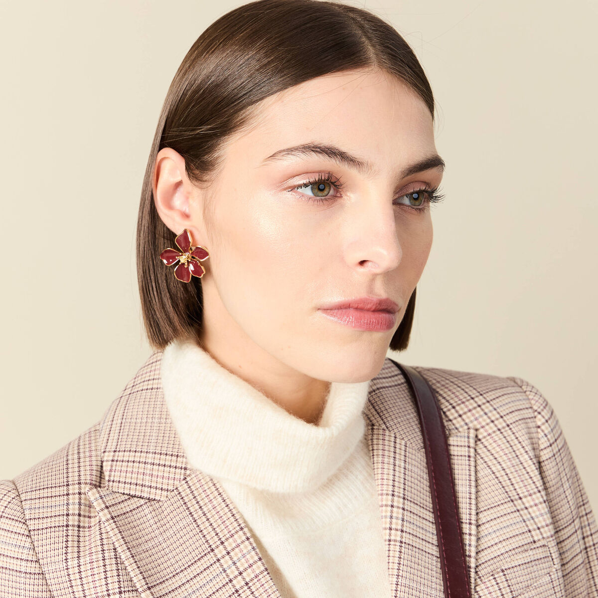Boucles d'oreilles fleurs orange fonc&eacute; femme