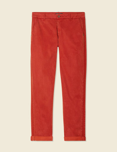 Chino 7/8&egrave;me taille standard orange fonc&eacute; femme