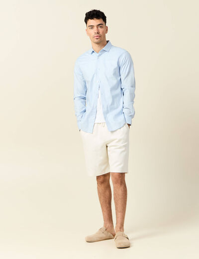 Bermuda droit &eacute;lastiqu&eacute; ecru homme