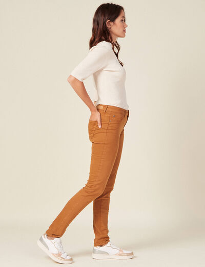 Pantalon slim marron femme