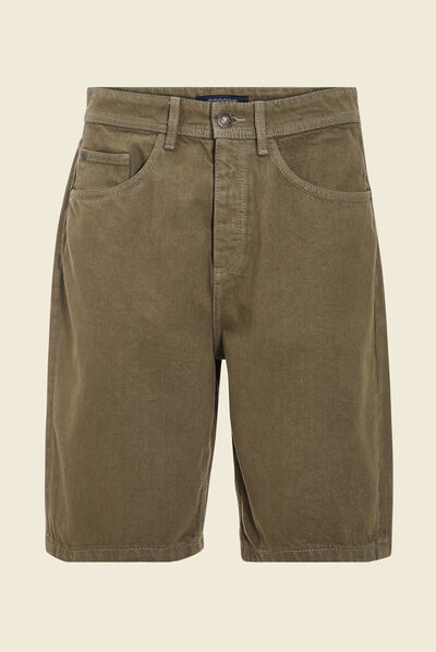 Bermuda large 5 poches vert kaki homme