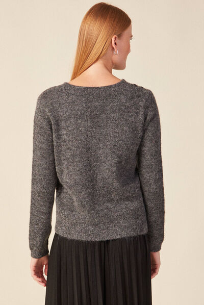 Pull manches longues gris femme