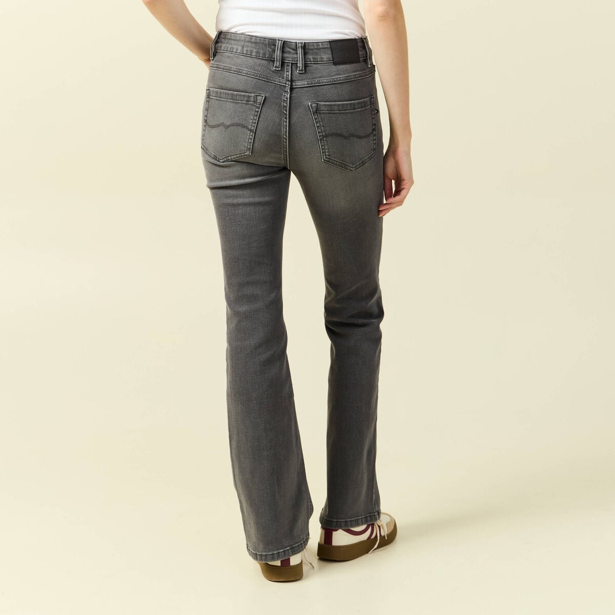 Jeans bootcut denim gris clair femme