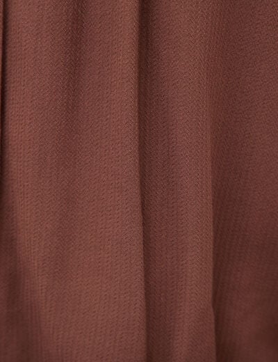 Blouse ajour&eacute;e col rond manches longues marron fonc&eacute; femme