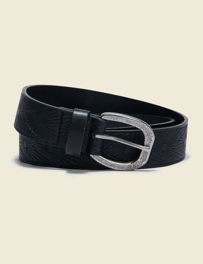 Ceinture embossée noir femme