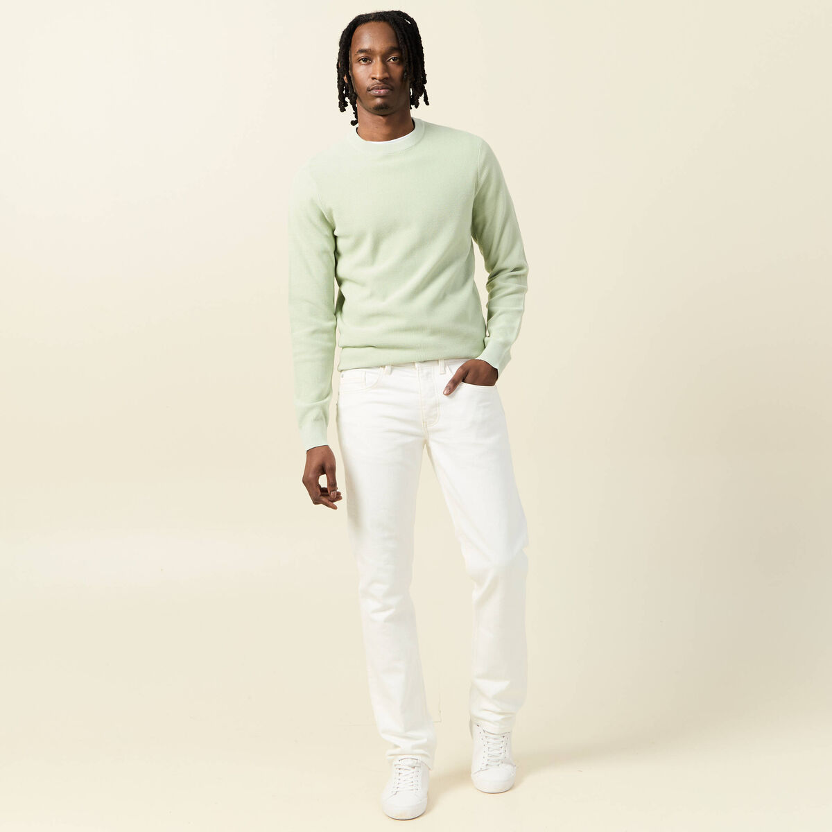 Pull éco-responsable vert clair homme