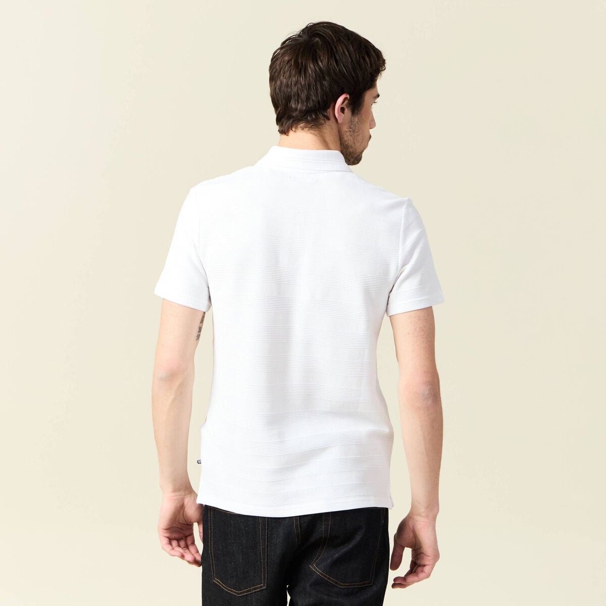 Polo manches courtes blanc homme