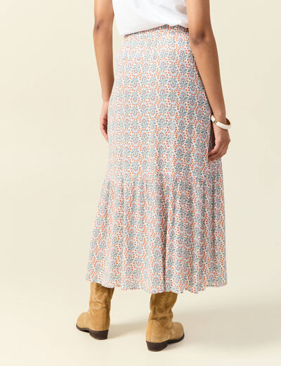Jupe longue évasée blanc femme