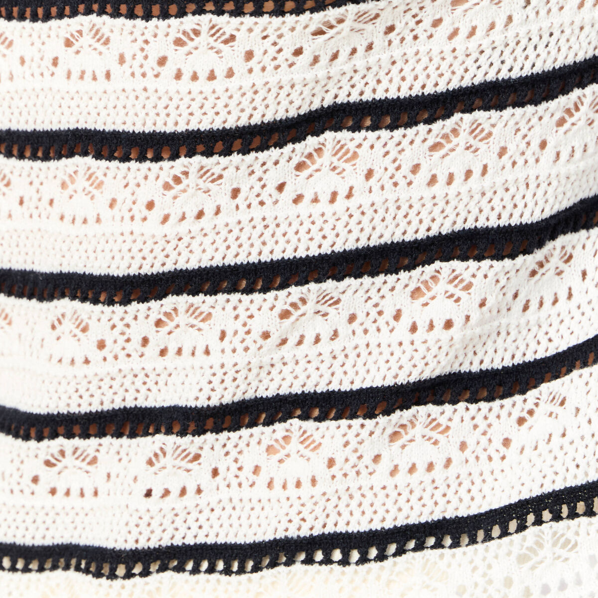 Pull manches longues ajouré ecru femme