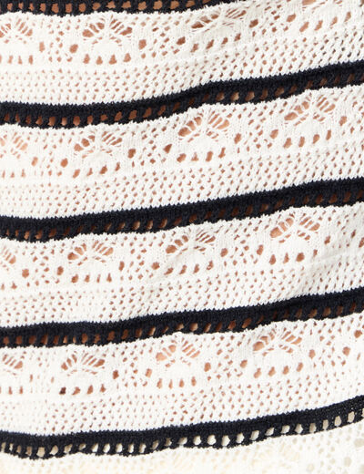 Pull manches longues ajouré ecru femme