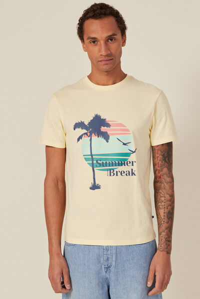 T-shirt manches courtes jaune clair homme
