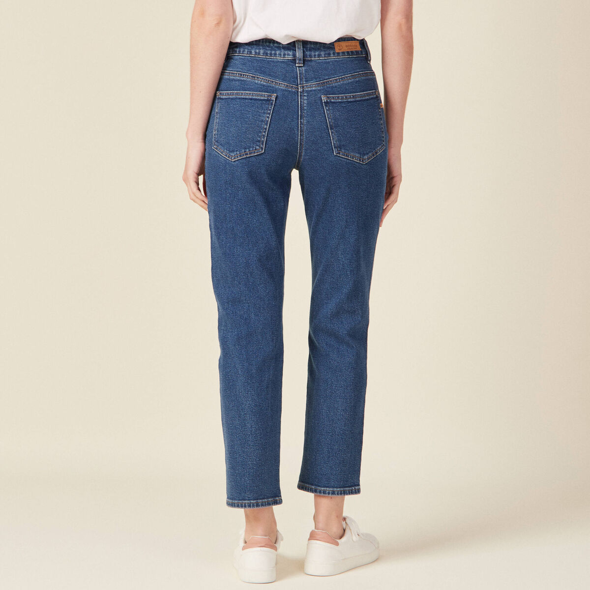 Jeans straight taille haute denim stone femme