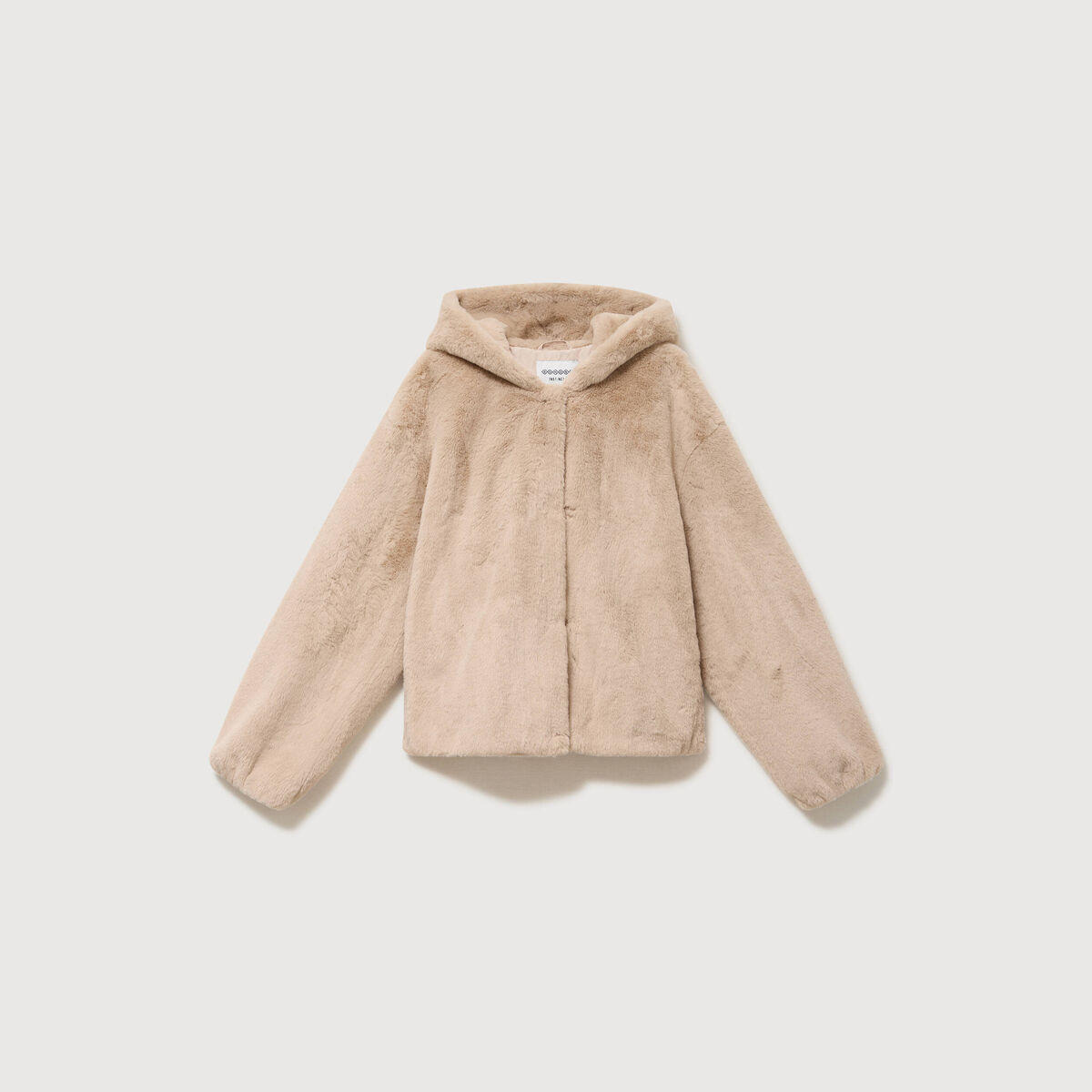 Blouson ample court col montant beige femme