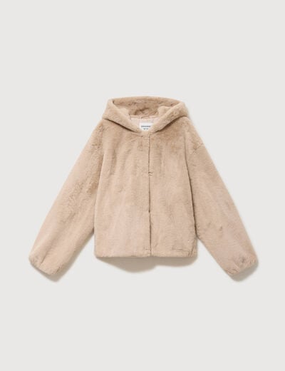 Blouson ample court col montant beige femme