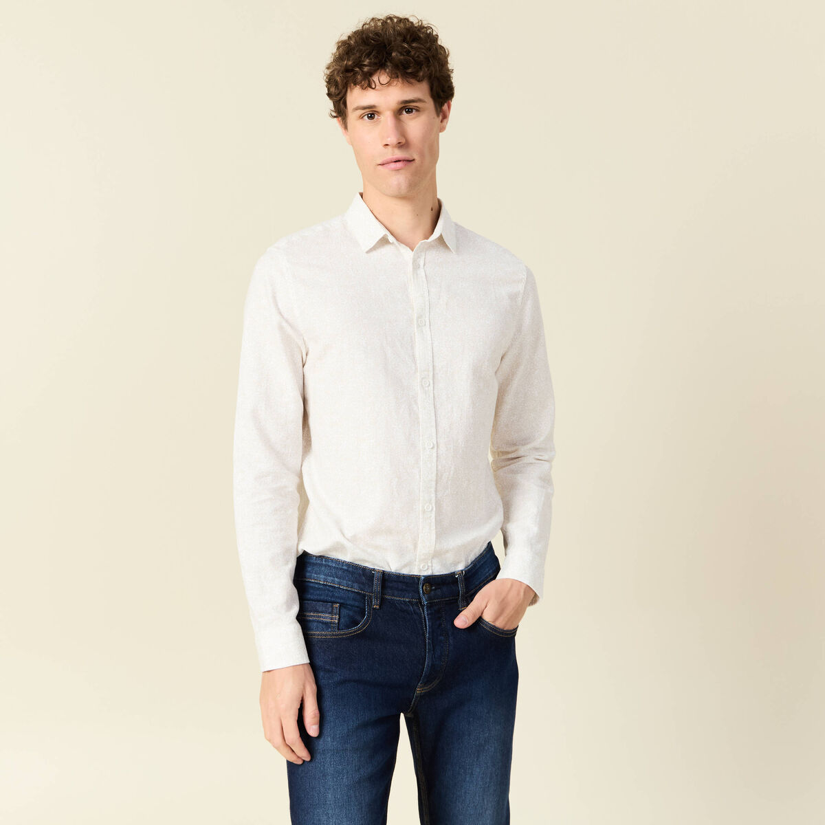 Chemise manches longues blanc homme