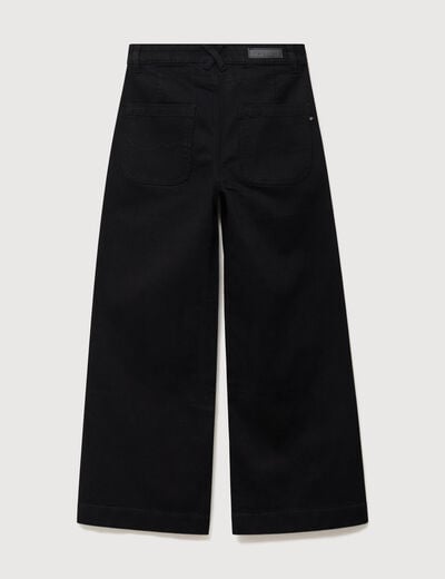 Jeans large taille haute denim noir femme
