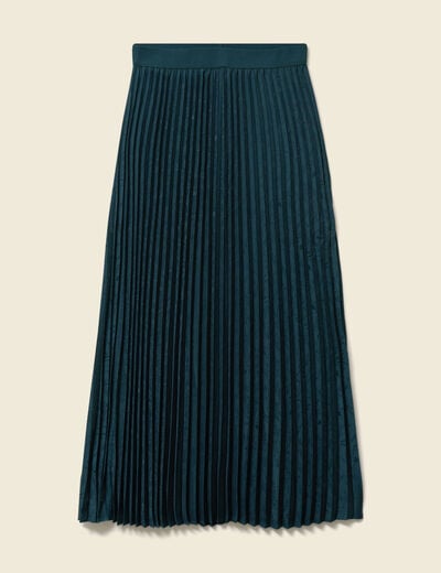 Jupe satin&eacute;e bleu canard femme