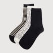 Lot de 3 paires chaussettes hautes noir femme