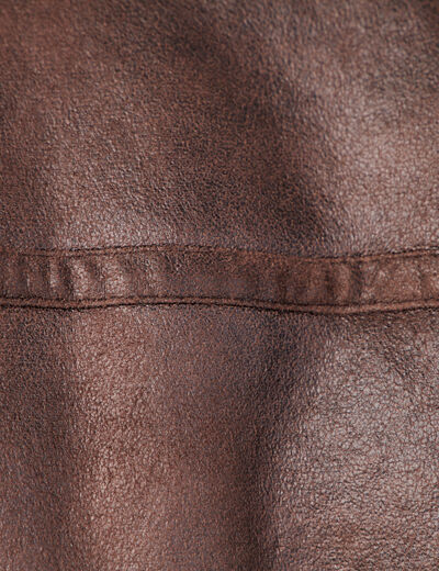 Blouson droit simili cuir taupe homme