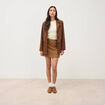 Blazer col tailleur manches longues marron fonc&eacute; femme