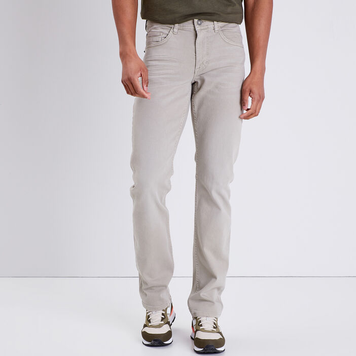 Jeans straight 5 poches vert kaki homme