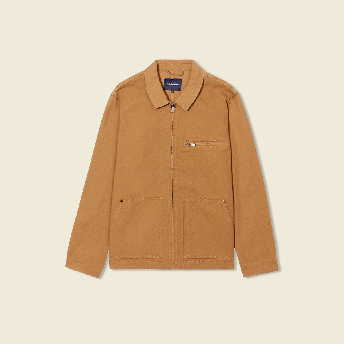 Blouson zippé droit camel homme