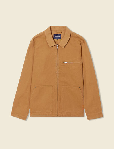 Blouson zippé droit camel homme