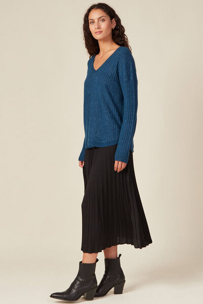 Pull éco-responsable bleu canard femme