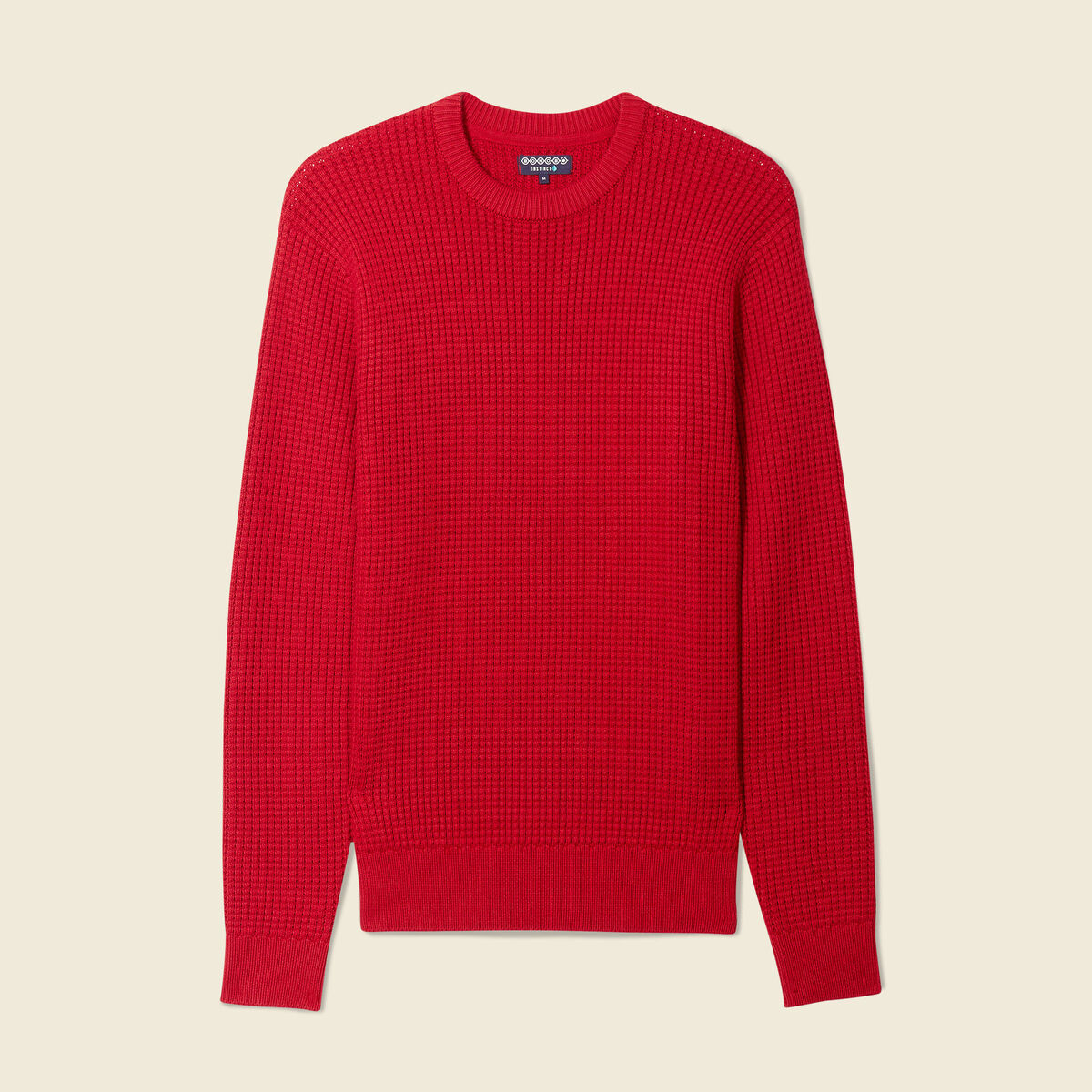 Pull manches longues col rond rouge fonc&eacute; homme